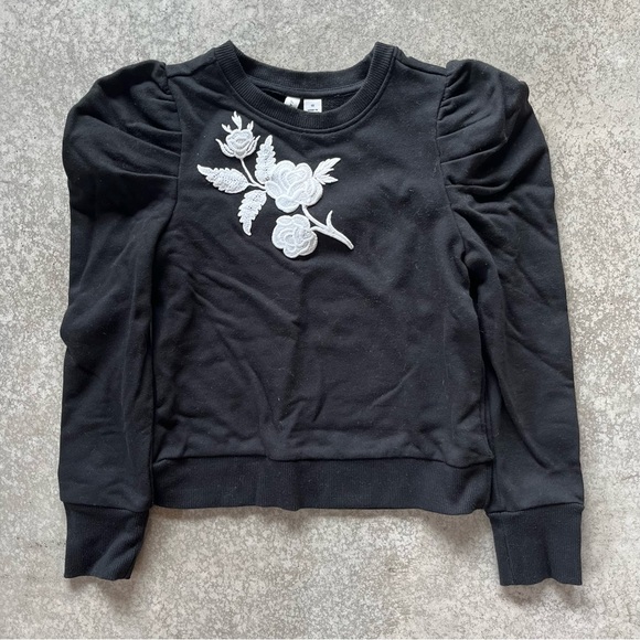 Janie and Jack Flower Appliqué Puff Sleeve Sweatshirt - Picture 4 of 6